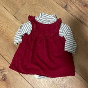 Baby gap girl Corduroy burgundy dress with long sleeve onesie